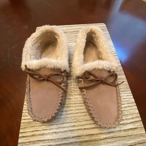 J. Crew Suede Faux-Shearling Moccasin Slippers